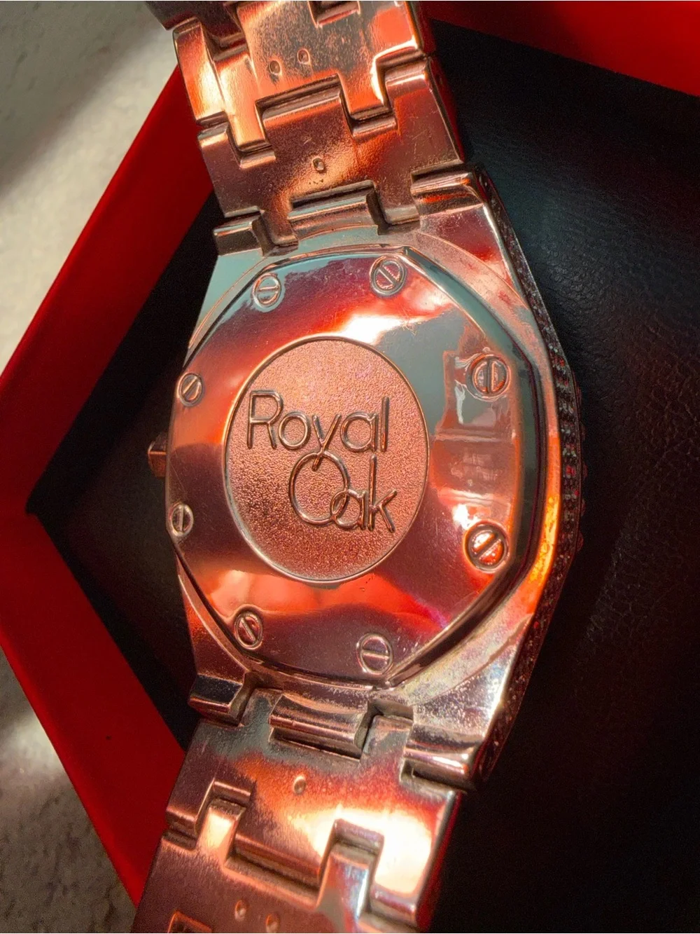 AP Elegant Royal Oak Arabic Dial Rose Gold Silver Lab Diamond Iced Out Watch